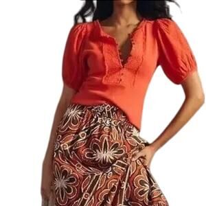 Anthropologie Pilcro Bella Puff Sleeved Henley Large